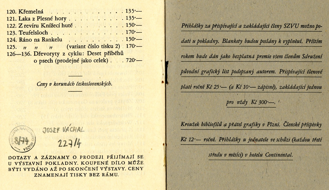 Náhledový obrázek Katalog výstavy Josefa Váchala v Plzni z roku 1930 - 6
