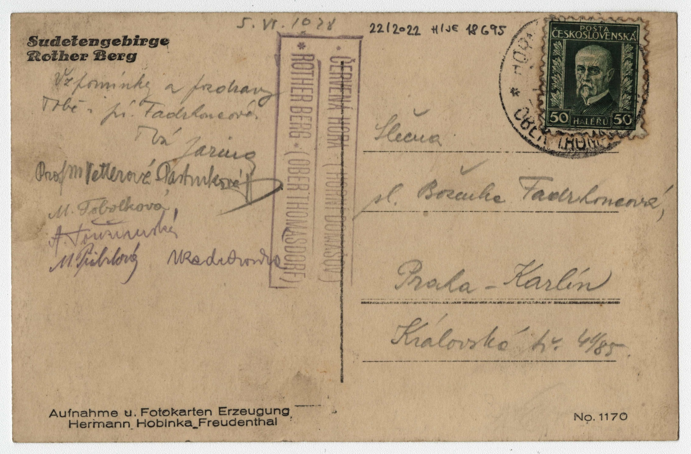 Náhledový obrázek Chata na Červenohorském sedle (čb. pohlednice) - 2