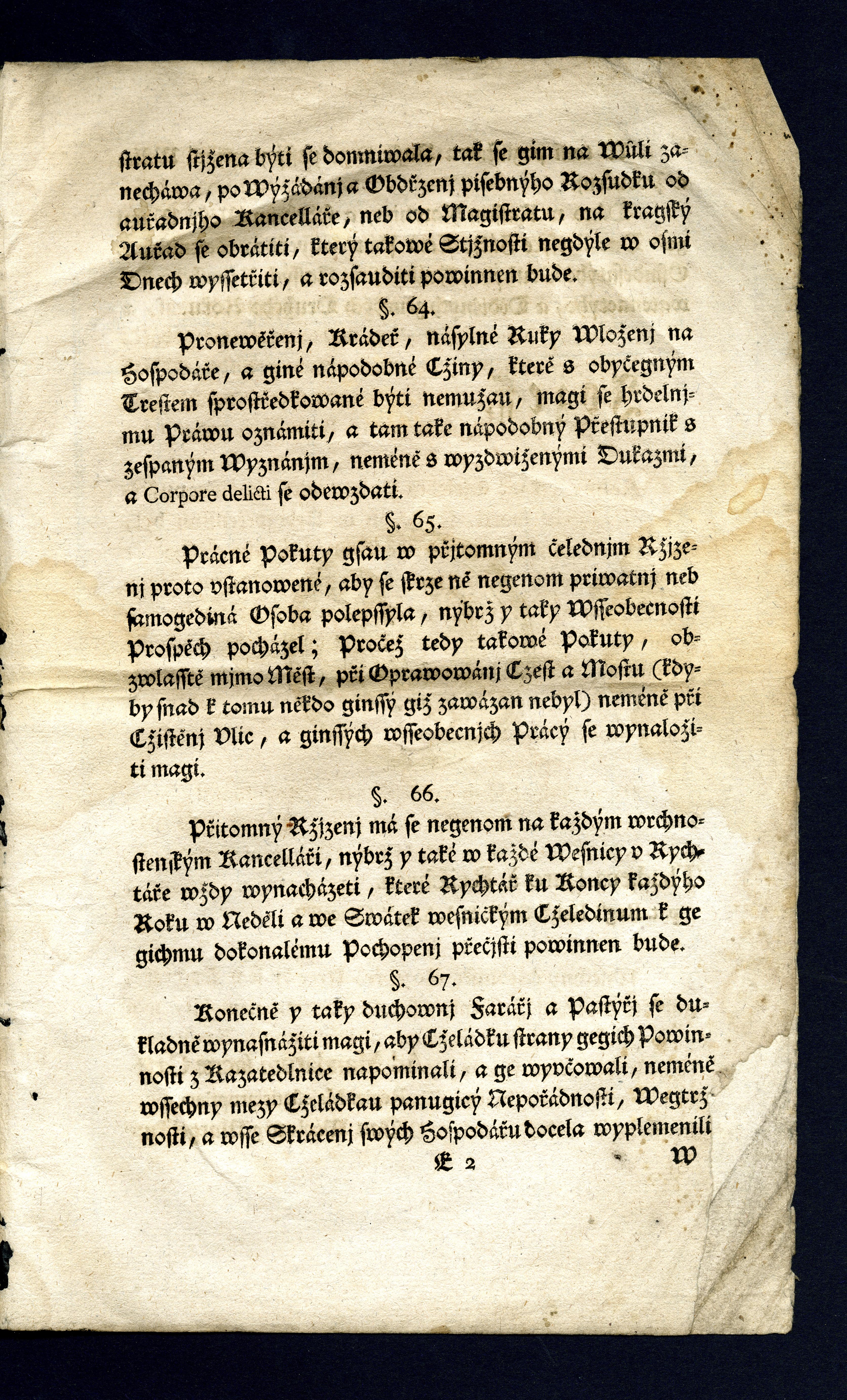 Náhledový obrázek Ržjzenj pro Zemskau Cželádku w Cžechách, Morawě, a Slesku; od 30ho Dne Měsýce Zářj, Roku 1782. - 18
