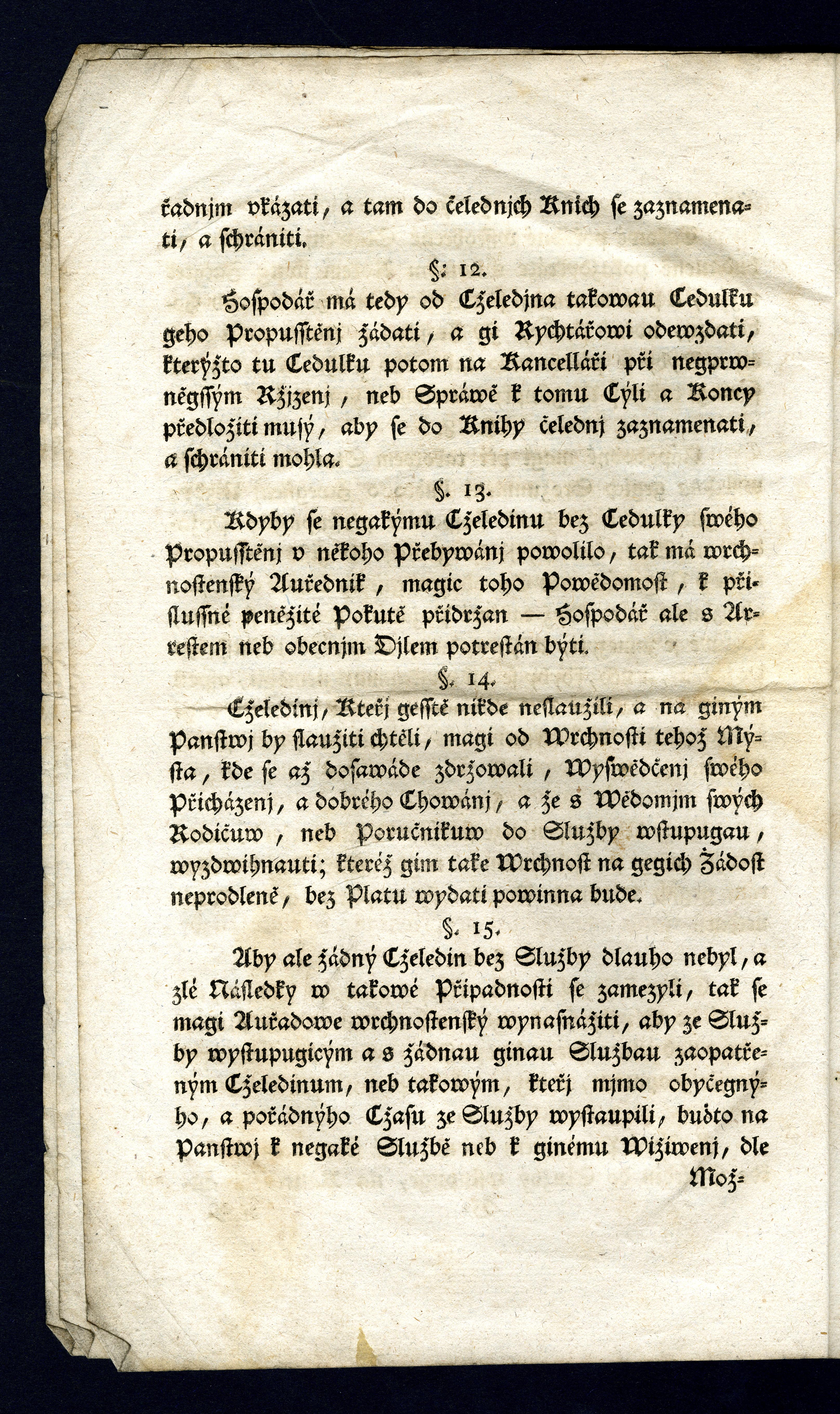 Náhledový obrázek Ržjzenj pro Zemskau Cželádku w Cžechách, Morawě, a Slesku; od 30ho Dne Měsýce Zářj, Roku 1782. - 6