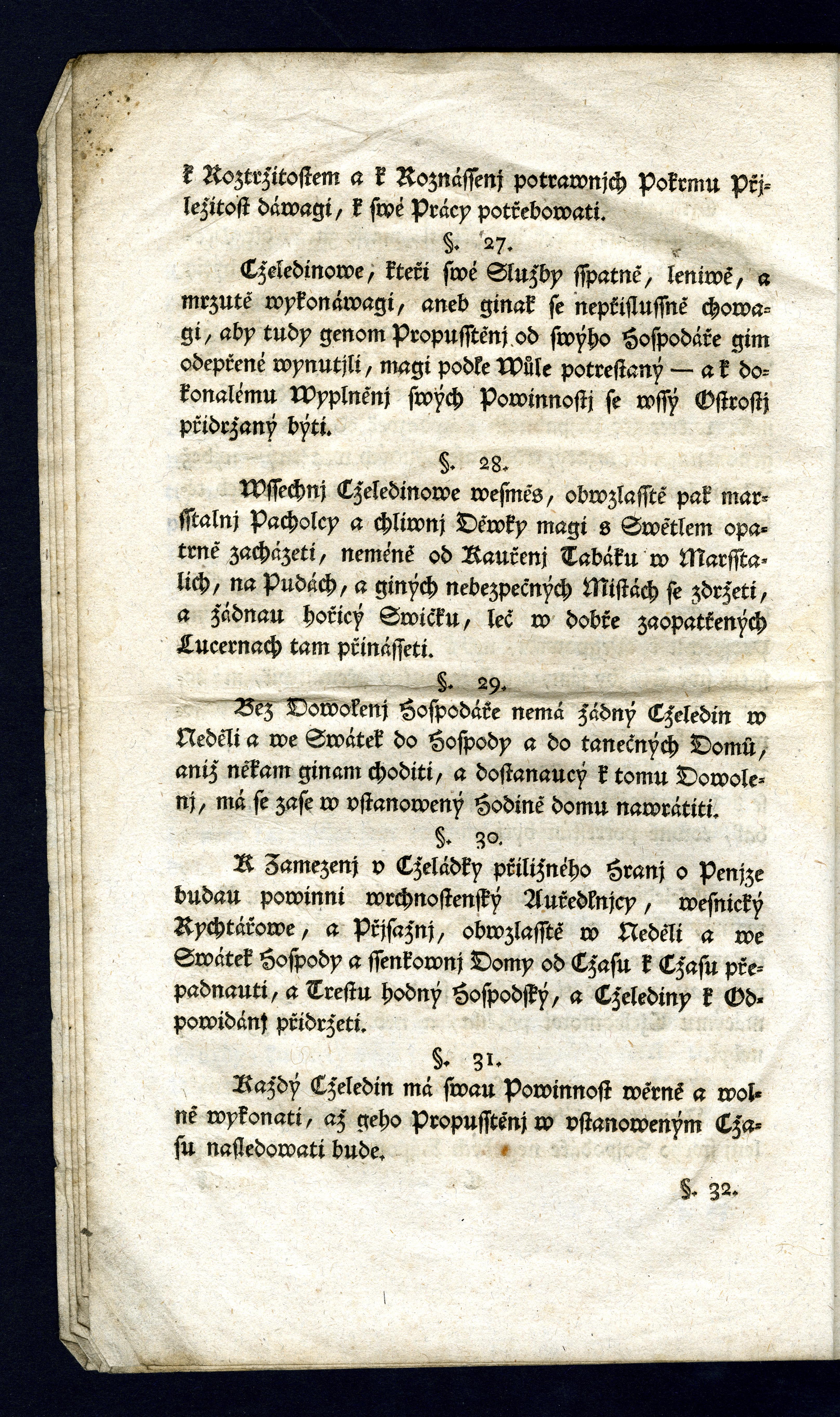Náhledový obrázek Ržjzenj pro Zemskau Cželádku w Cžechách, Morawě, a Slesku; od 30ho Dne Měsýce Zářj, Roku 1782. - 10