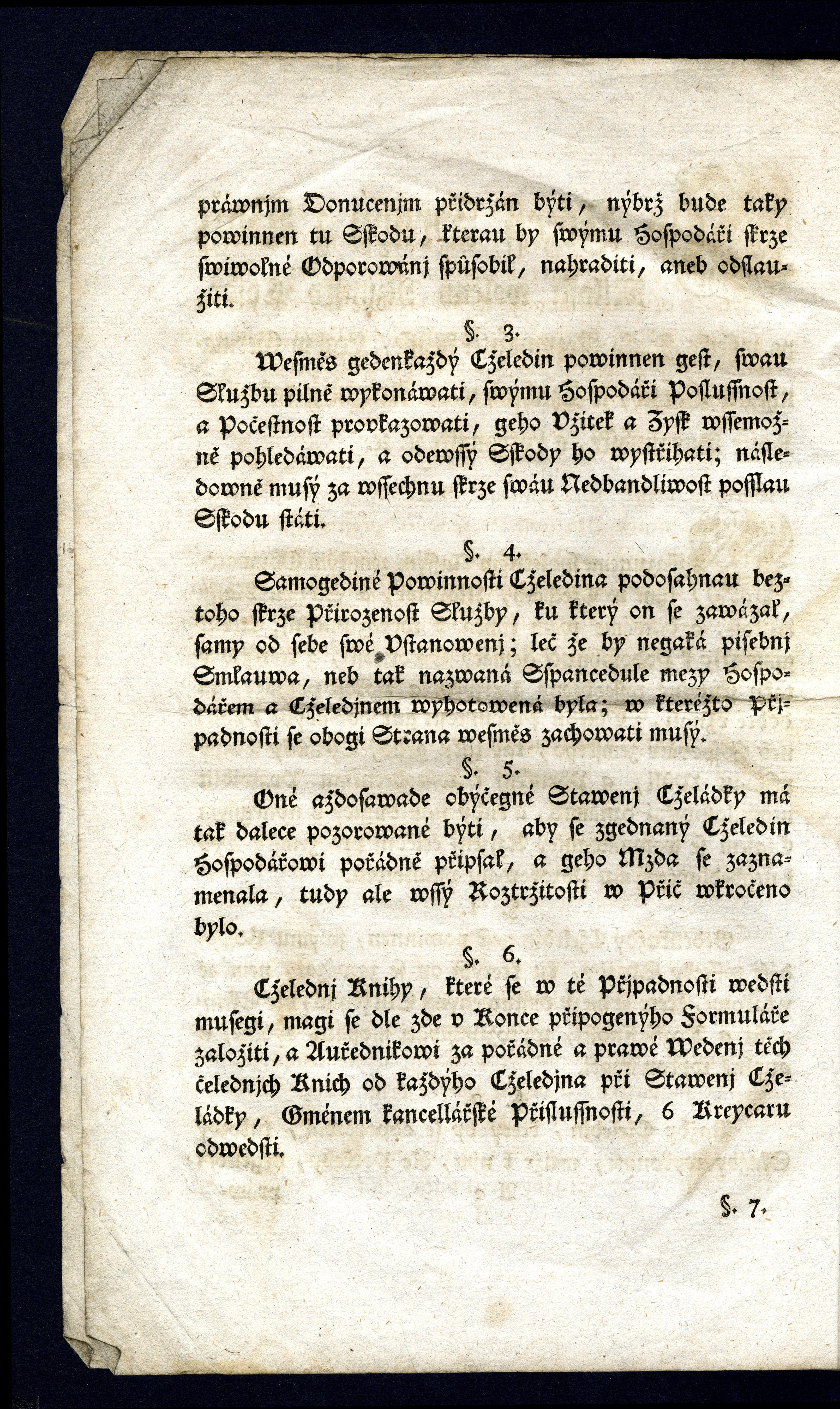 Náhledový obrázek Ržjzenj pro Zemskau Cželádku w Cžechách, Morawě, a Slesku; od 30ho Dne Měsýce Zářj, Roku 1782. - 4