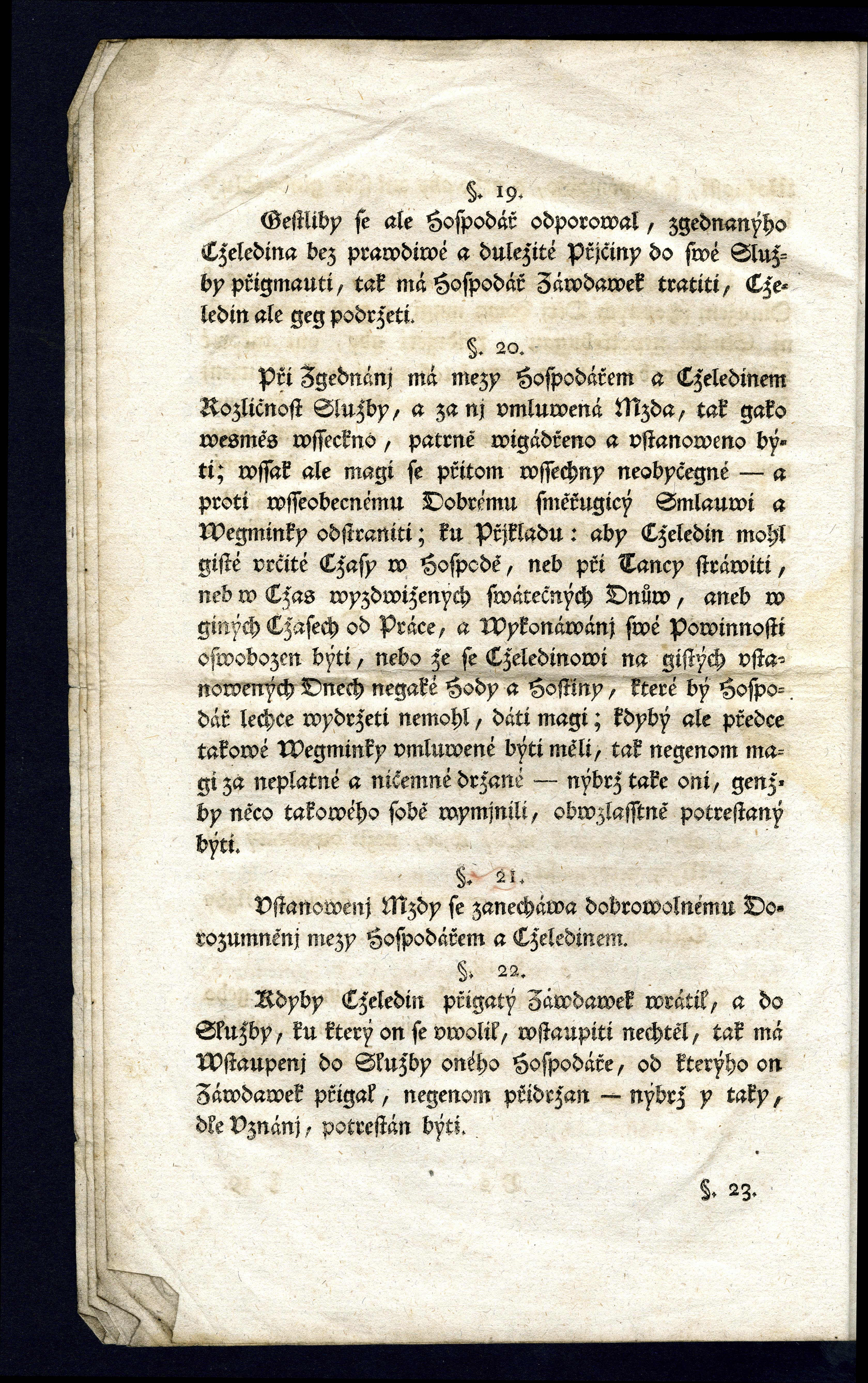 Náhledový obrázek Ržjzenj pro Zemskau Cželádku w Cžechách, Morawě, a Slesku; od 30ho Dne Měsýce Zářj, Roku 1782. - 8