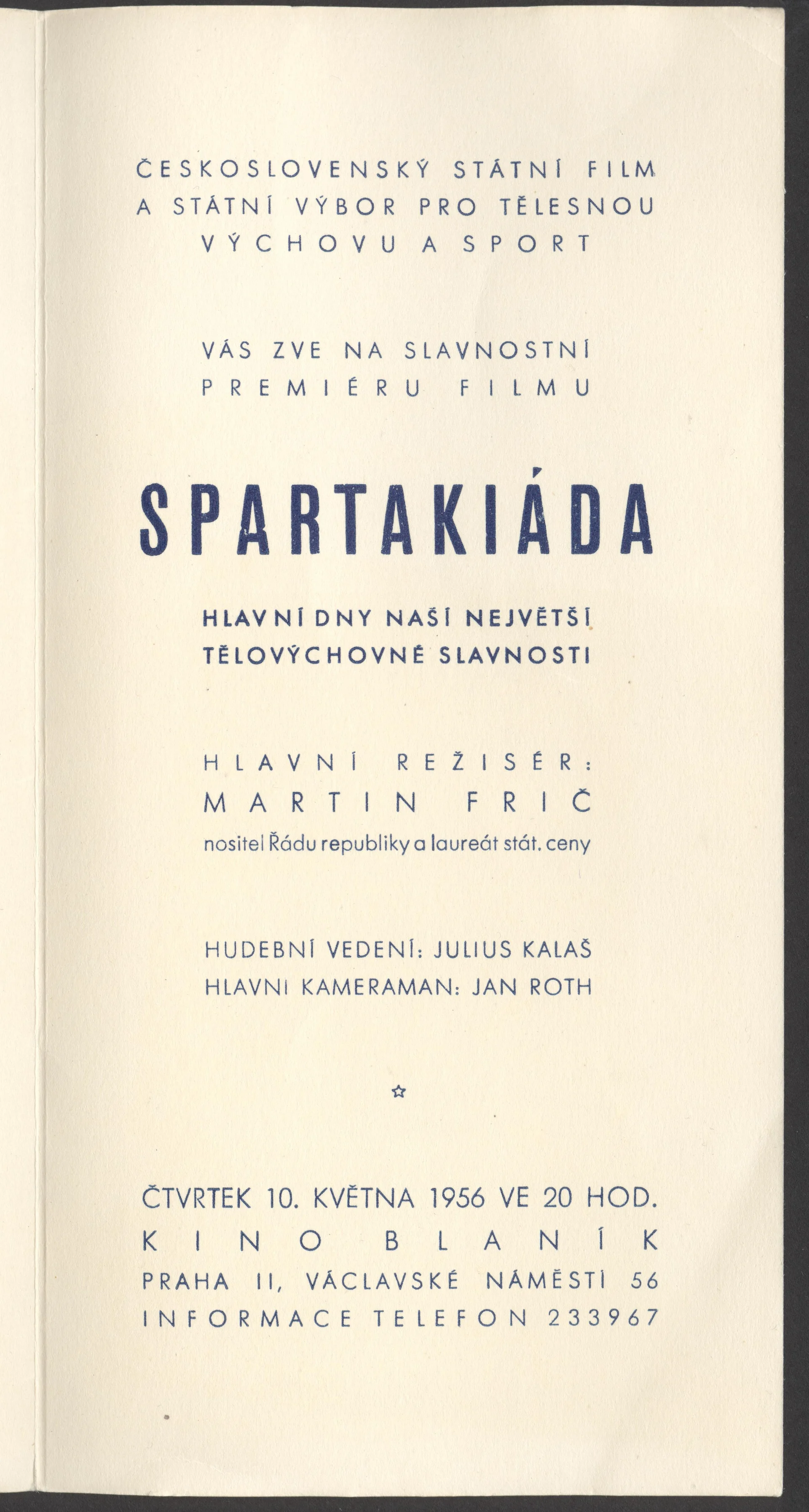Náhledový obrázek předmětu Slavnostní premiéra filmu Spartakiáda