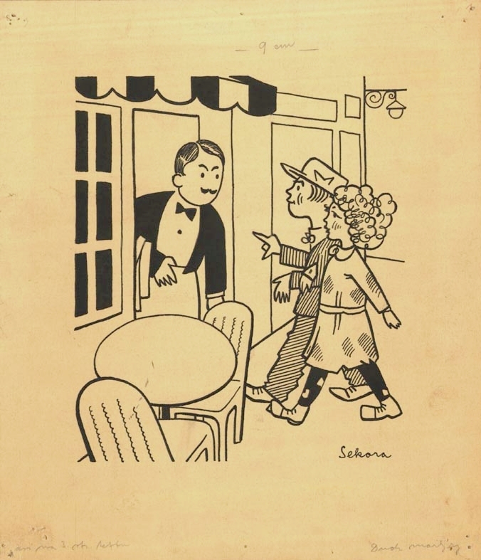 Náhledový obrázek Ilustrace - Henry pozoruje lidi - 1