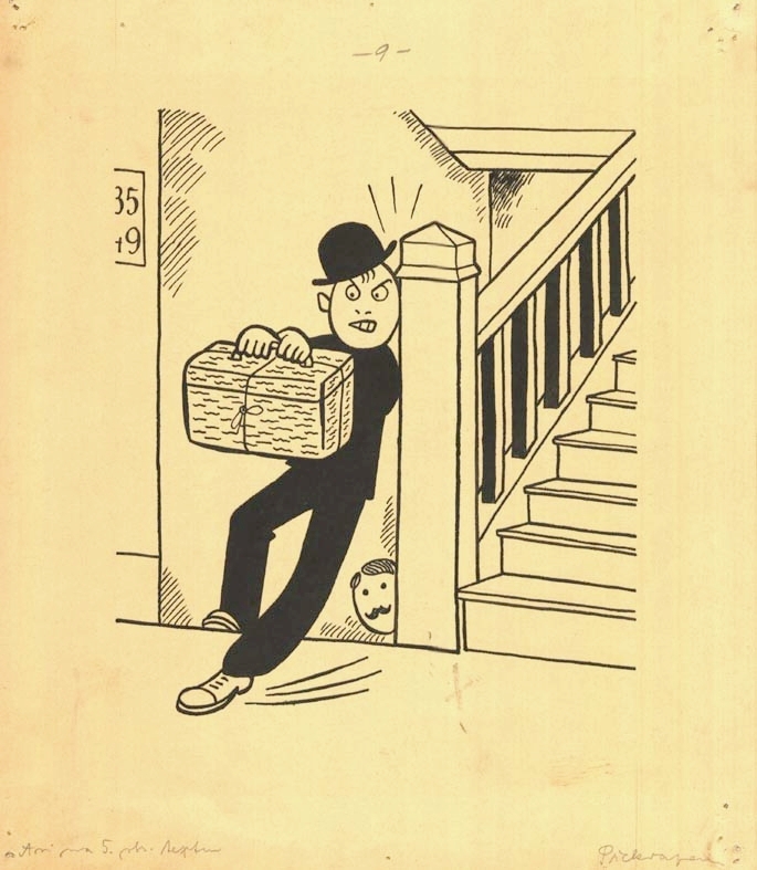 Náhledový obrázek Ilustrace - Henry pozoruje lidi - 1