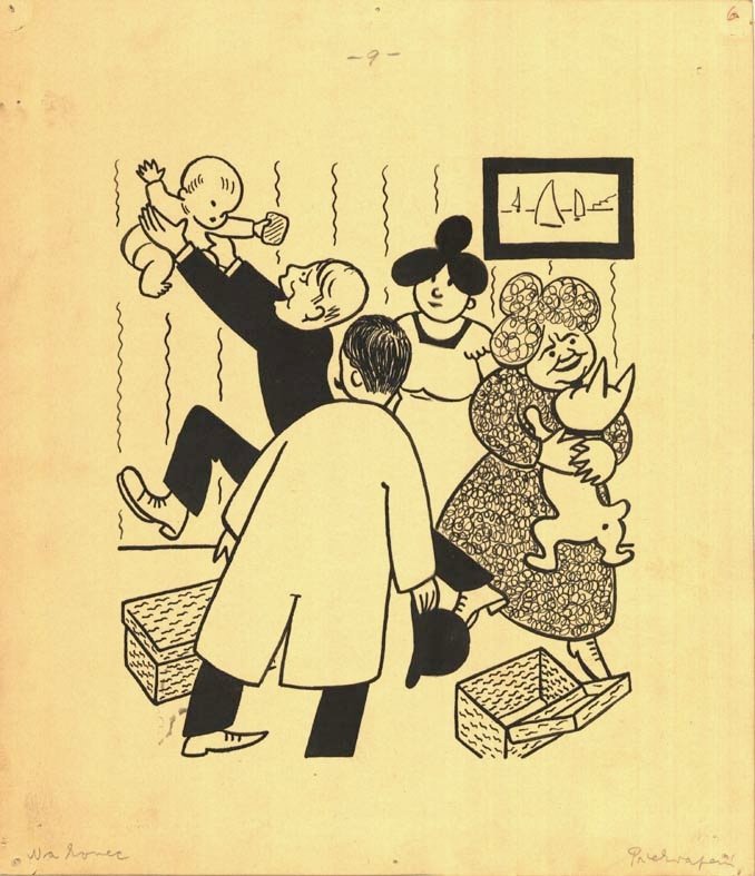 Náhledový obrázek Ilustrace - Henry pozoruje lidi - 1