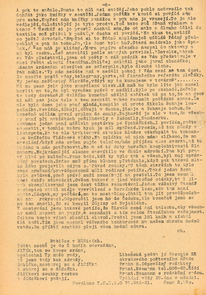 Náhledový obrázek Libeňská pošta, rok 1951, číslo 1 - 5