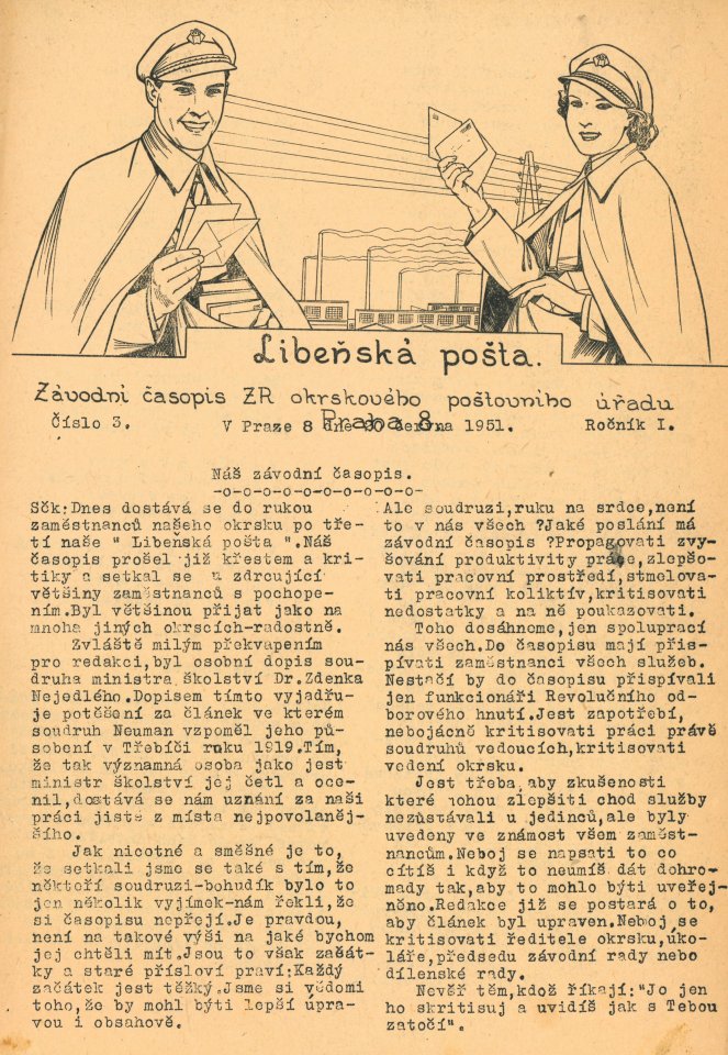 Náhledový obrázek Libeňská pošta, rok 1951, číslo 3 - 1