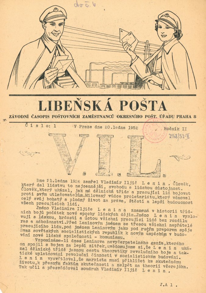 Náhledový obrázek Libeňská pošta, rok 1952, číslo 1 - 1