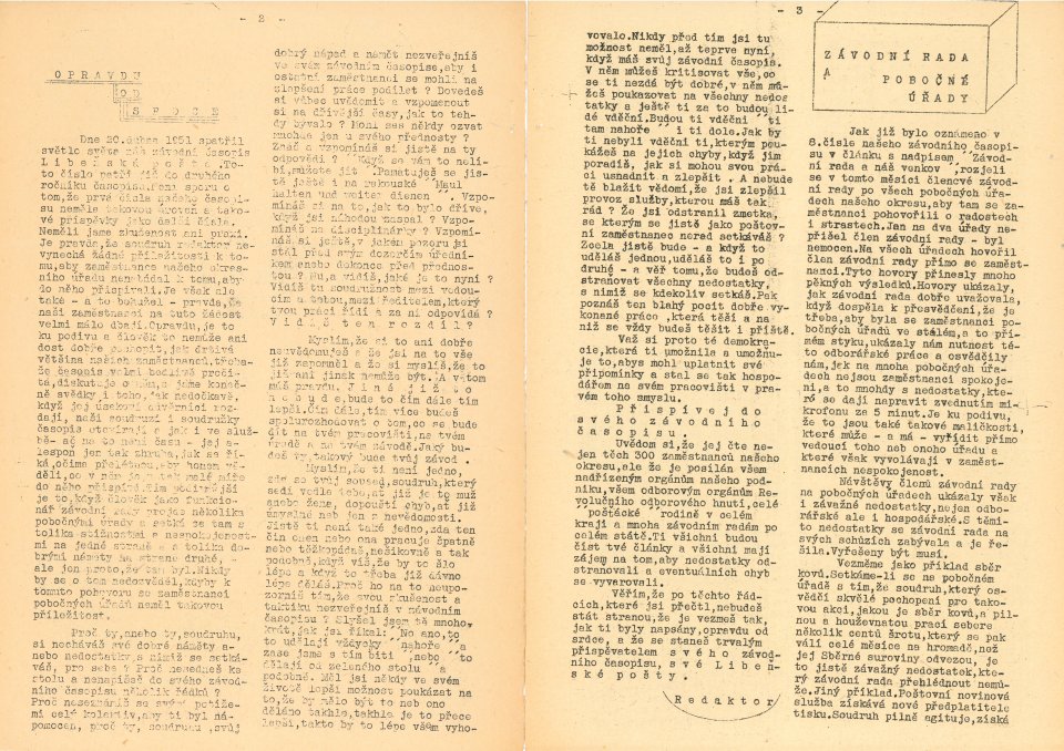 Náhledový obrázek Libeňská pošta, rok 1952, číslo 2 - 2