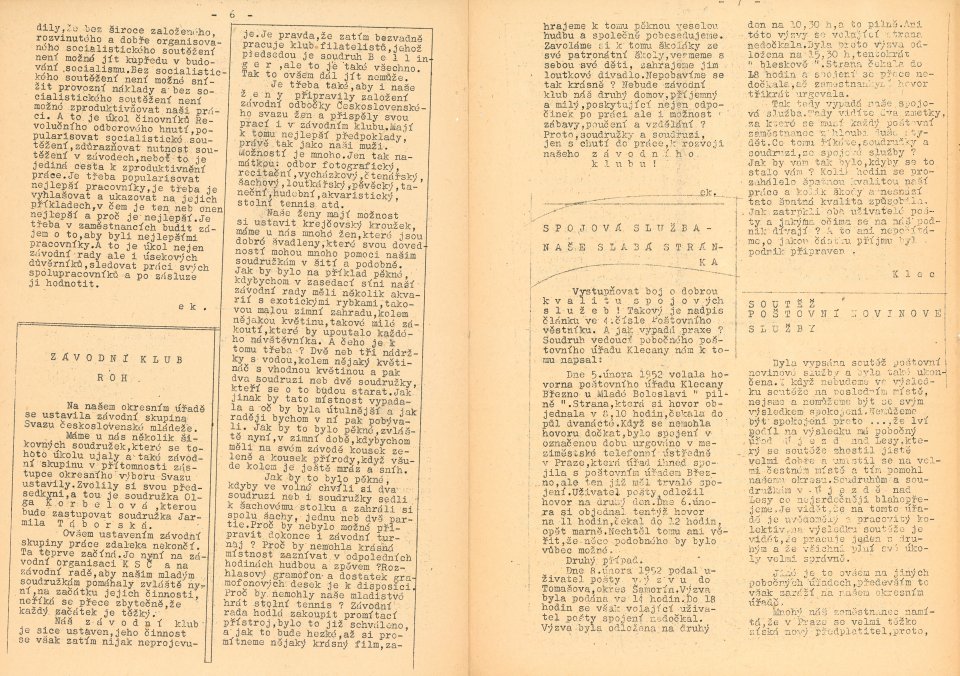 Náhledový obrázek Libeňská pošta, rok 1952, číslo 2 - 4
