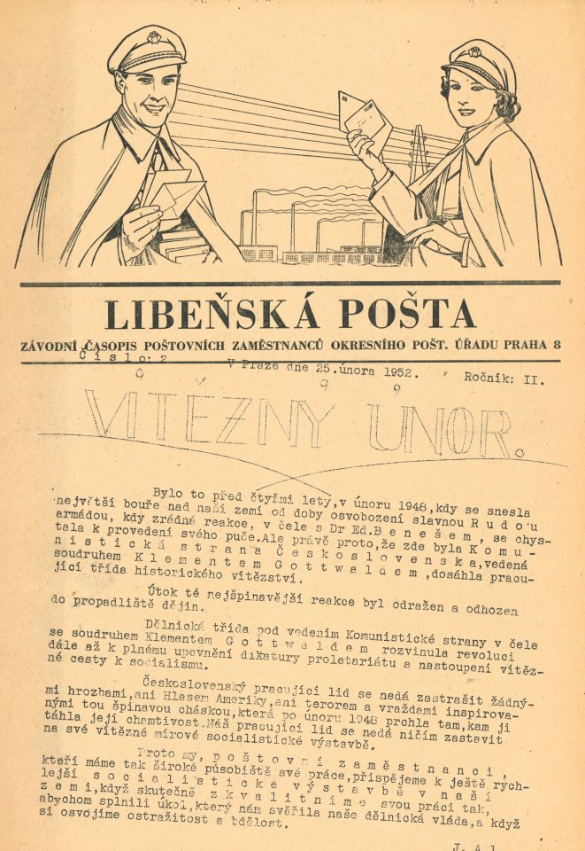 Náhledový obrázek Libeňská pošta, rok 1952, číslo 2 - 1