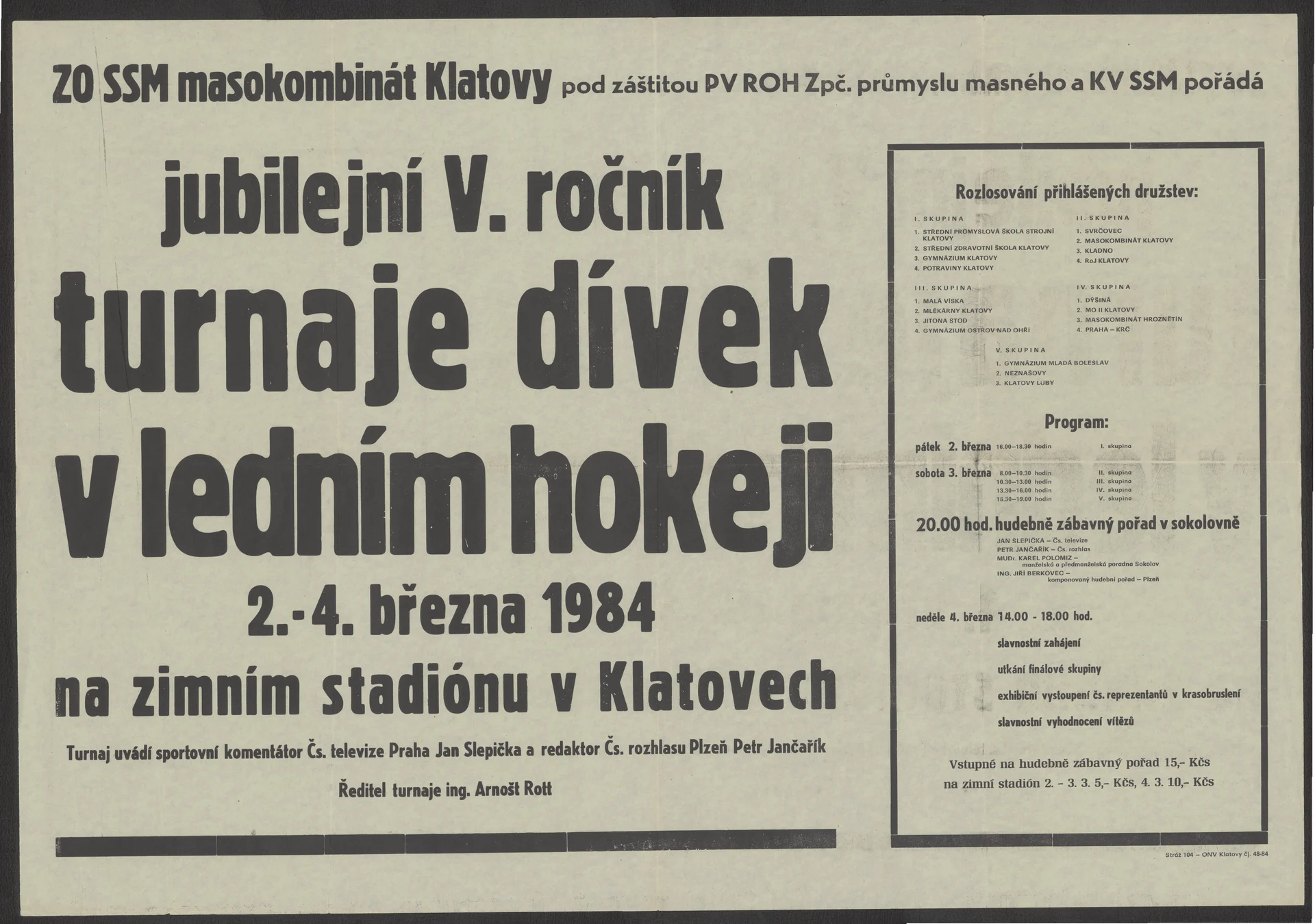 Náhledový obrázek předmětu Turnaj dívek v ledním hokeji na zimním stadionu v Klatovech