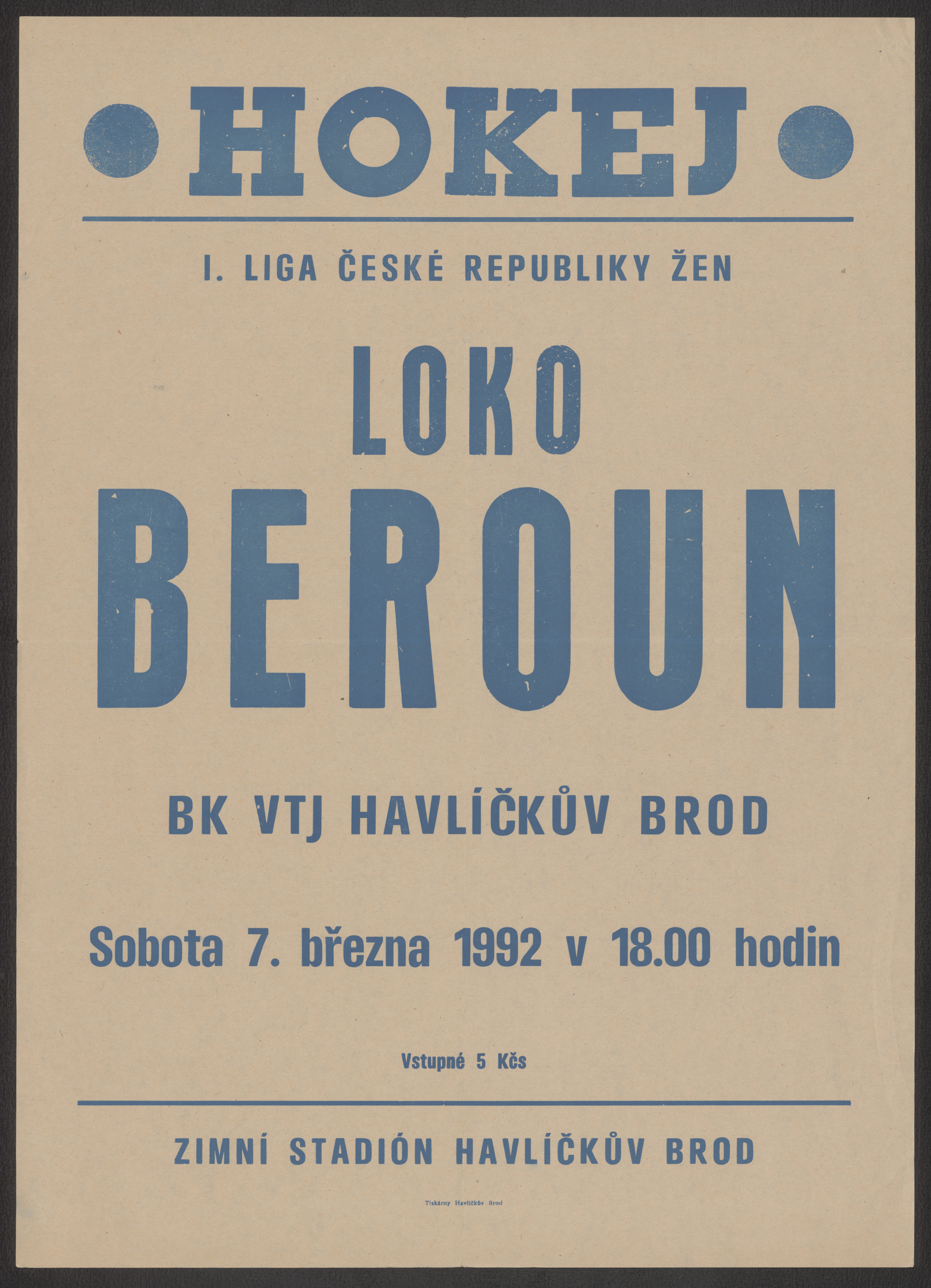Náhledový obrázek Hokejová I. liga žen. Loko Beroun - BK VTJ Havlíčkův Brod - 1