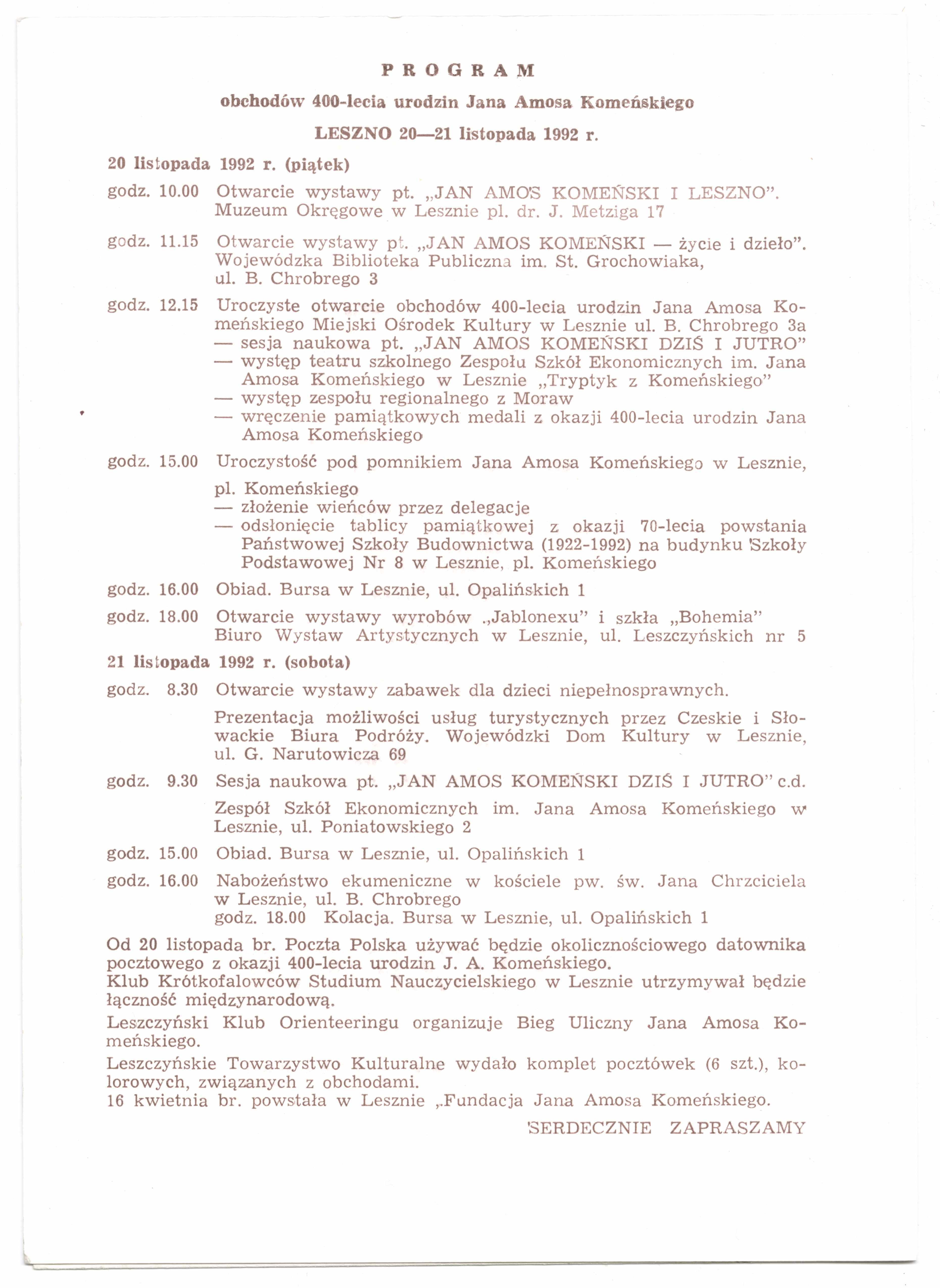 Náhledový obrázek Pozvánka a program oslav - 1