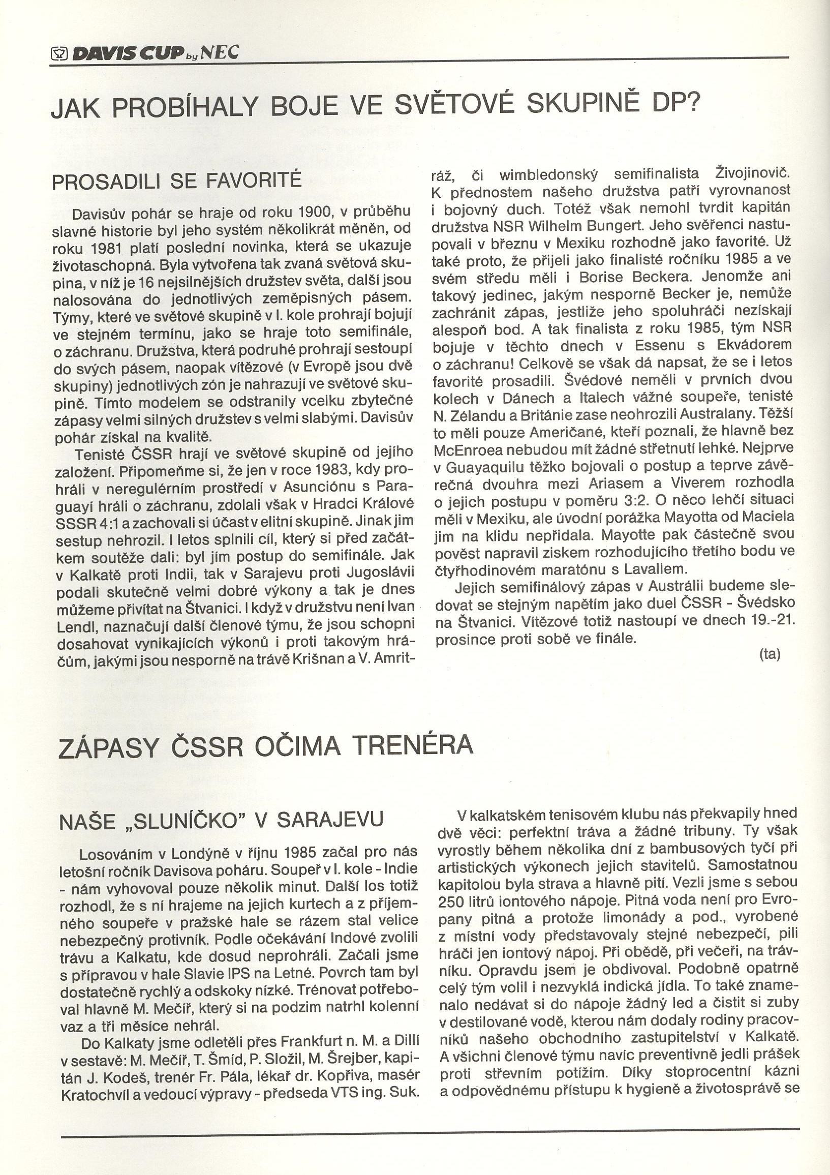 Náhledový obrázek Davis Cup 1986. ČSSR - Švédsko - 3