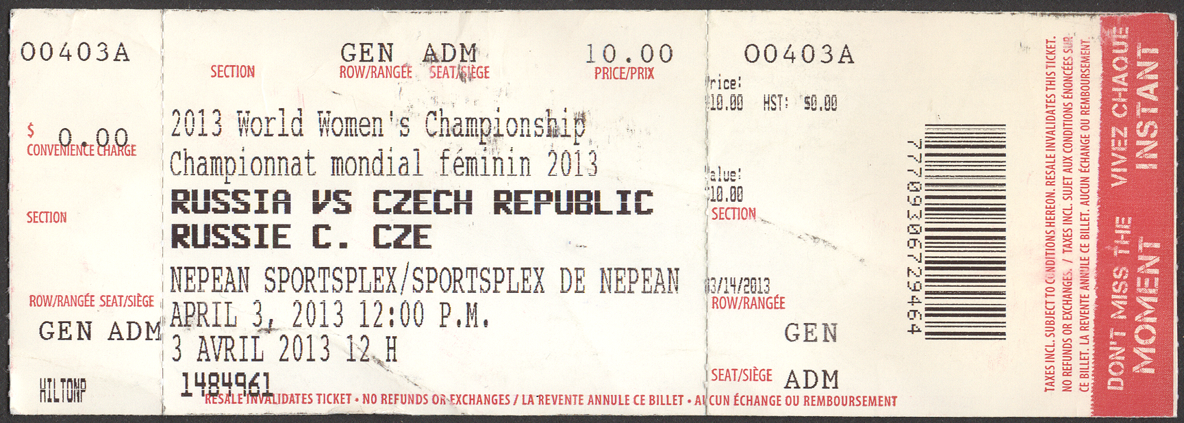 Náhledový obrázek Mistrovství světa v ledním hokeji žen. Ottawa 2013 - 2