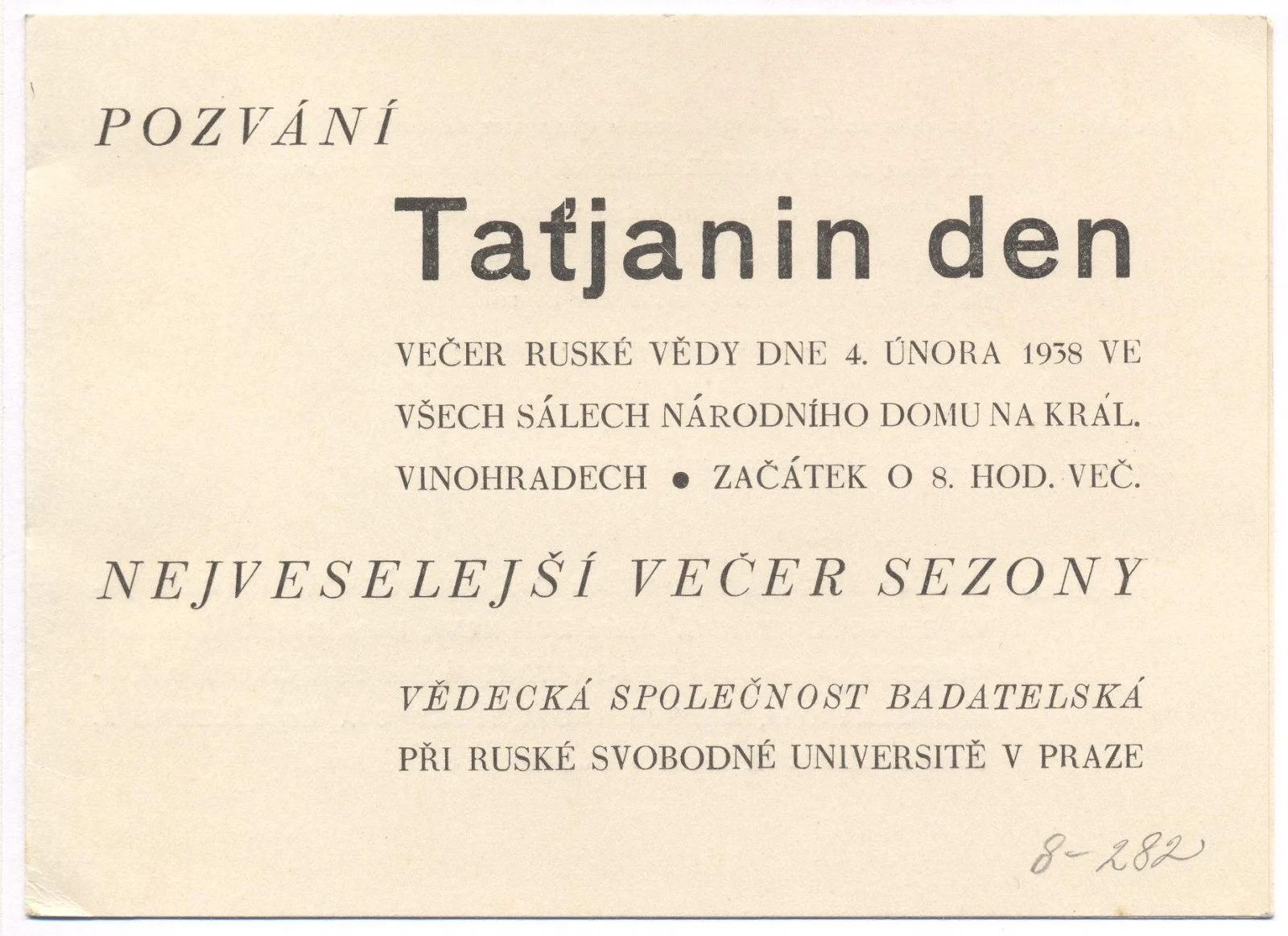 Náhledový obrázek předmětu Taťjanin den. Večer ruské vědy 