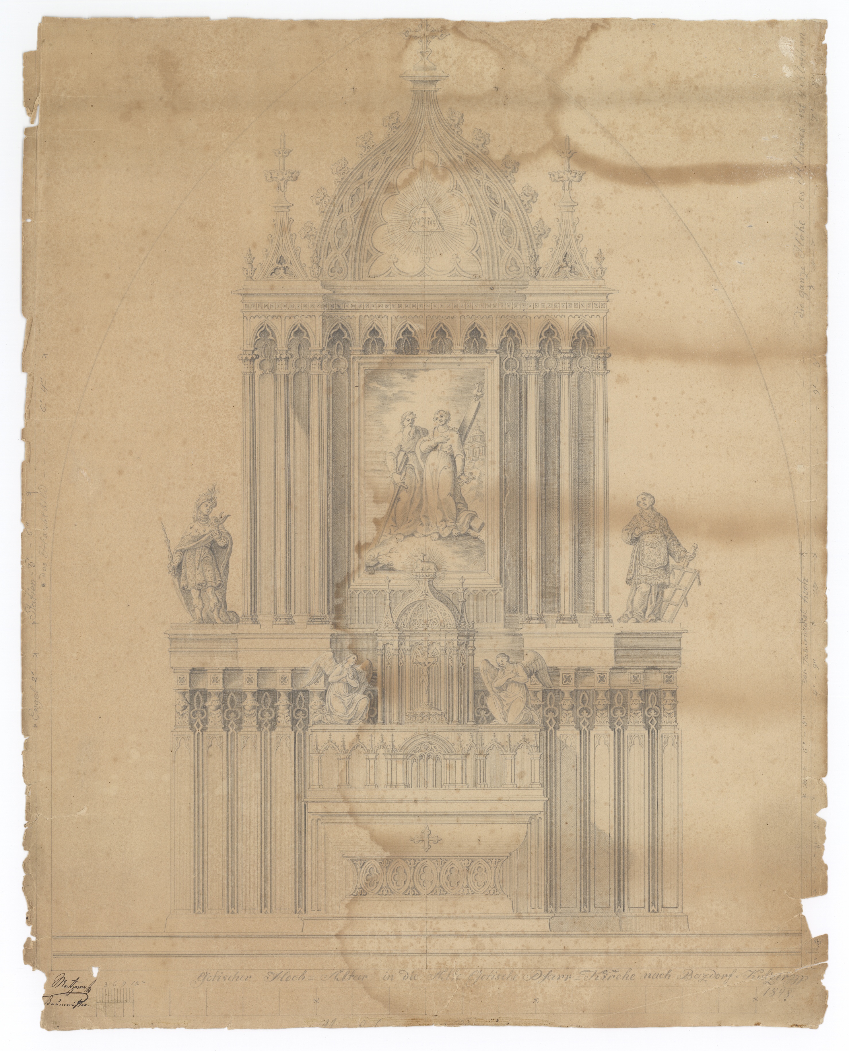 Náhledový obrázek Návrh oltáře kostela v Bernarticích (kresebný návrh) - 1