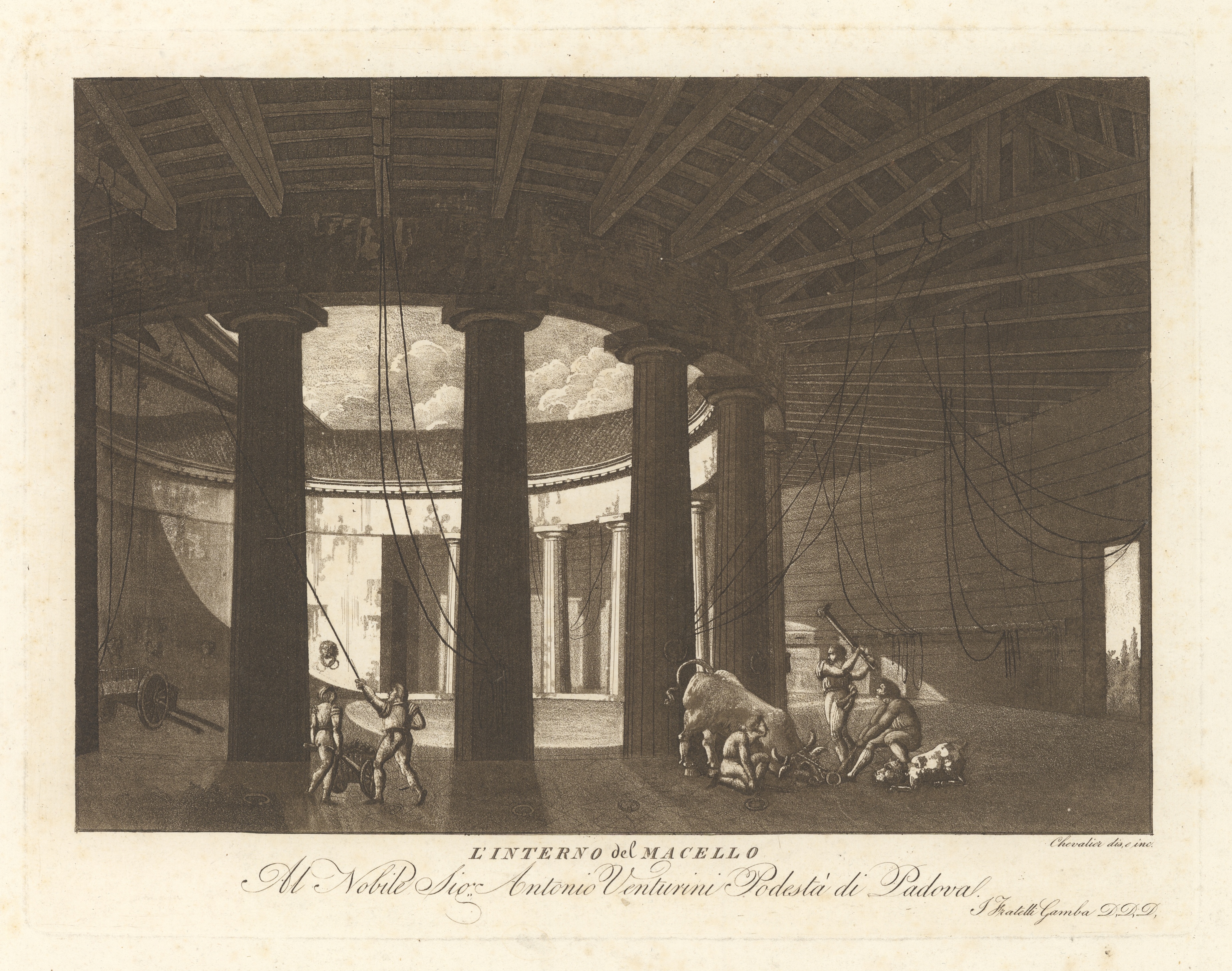 Náhledový obrázek Interiér jatek v Padově (grafický list) - 2