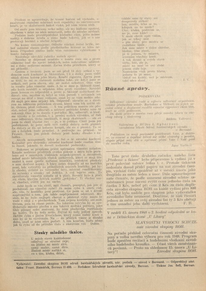 Náhledový obrázek Předeme a tkáme, rok 1948, číslo 1-2 - 6