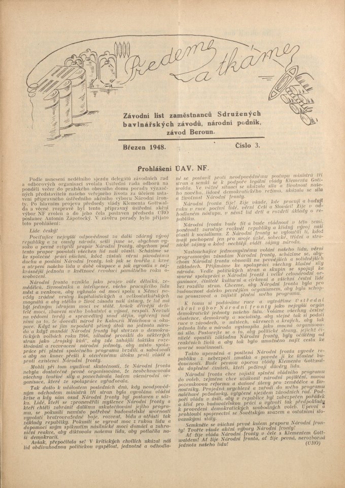 Náhledový obrázek Předeme a tkáme, rok 1948, číslo 3 - 1
