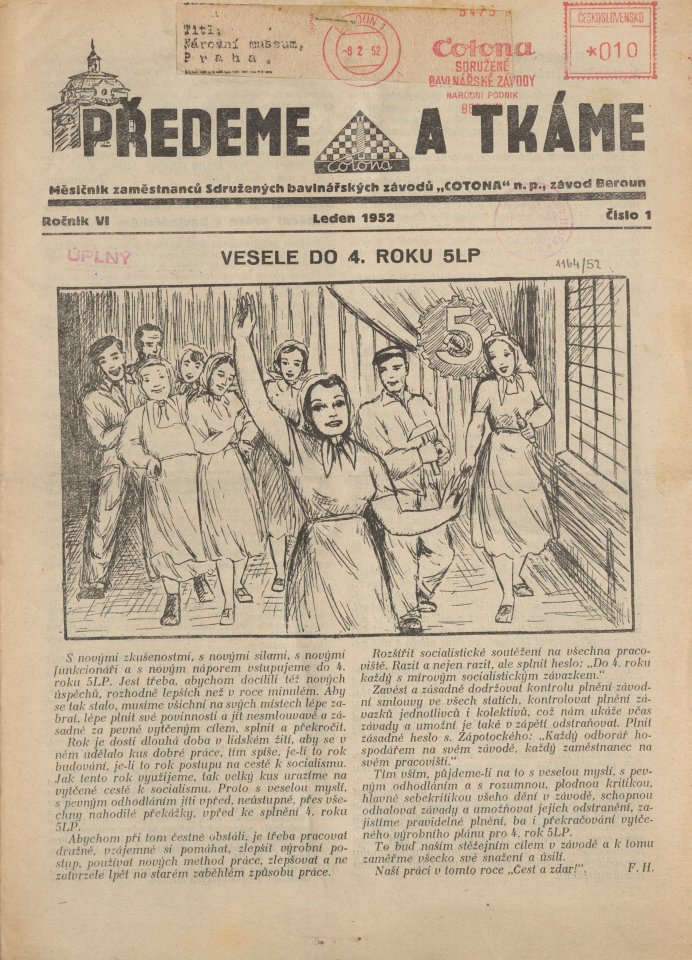 Náhledový obrázek Předeme a tkáme, rok 1952, číslo 1 - 1