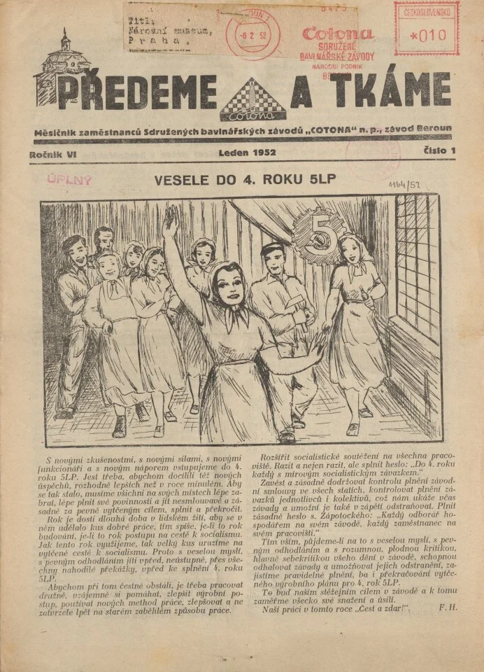 Náhledový obrázek předmětu Předeme a tkáme, rok 1952, číslo 1