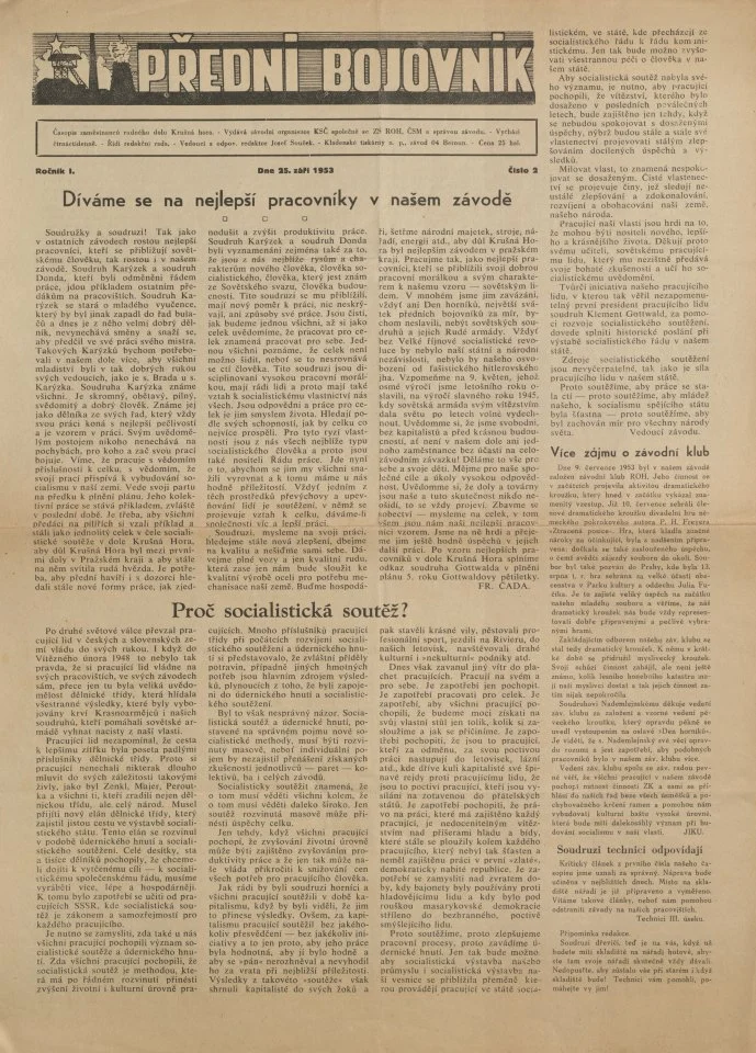Náhledový obrázek předmětu Přední bojovník, rok 1953, číslo 2