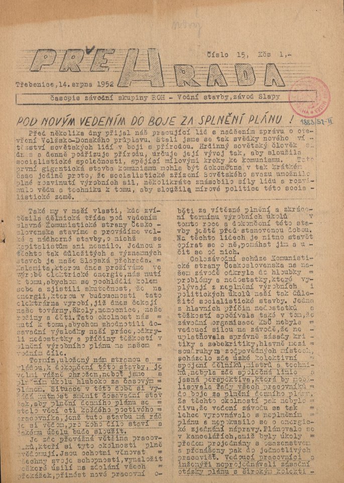 Náhledový obrázek Přehrada, rok 1952, číslo 15 - 1