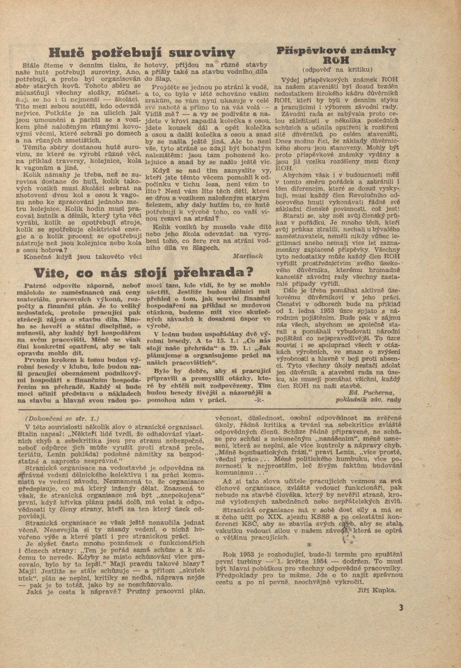 Náhledový obrázek Přehrada, rok 1953, číslo 1 - 3