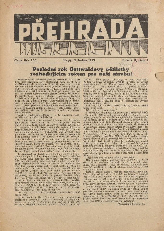 Náhledový obrázek předmětu Přehrada, rok 1953, číslo 1