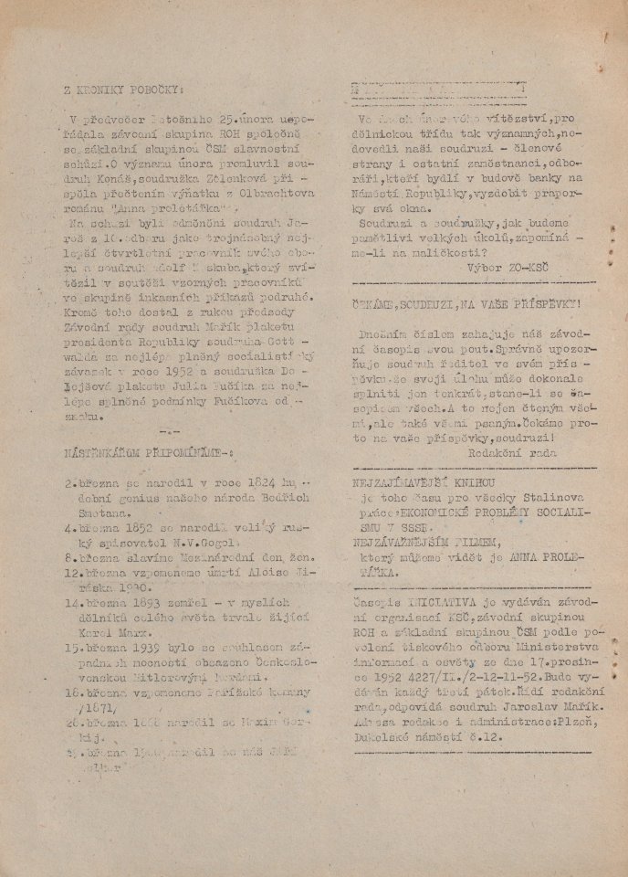 Náhledový obrázek Iniciativa, rok 1953, číslo 1 - 8