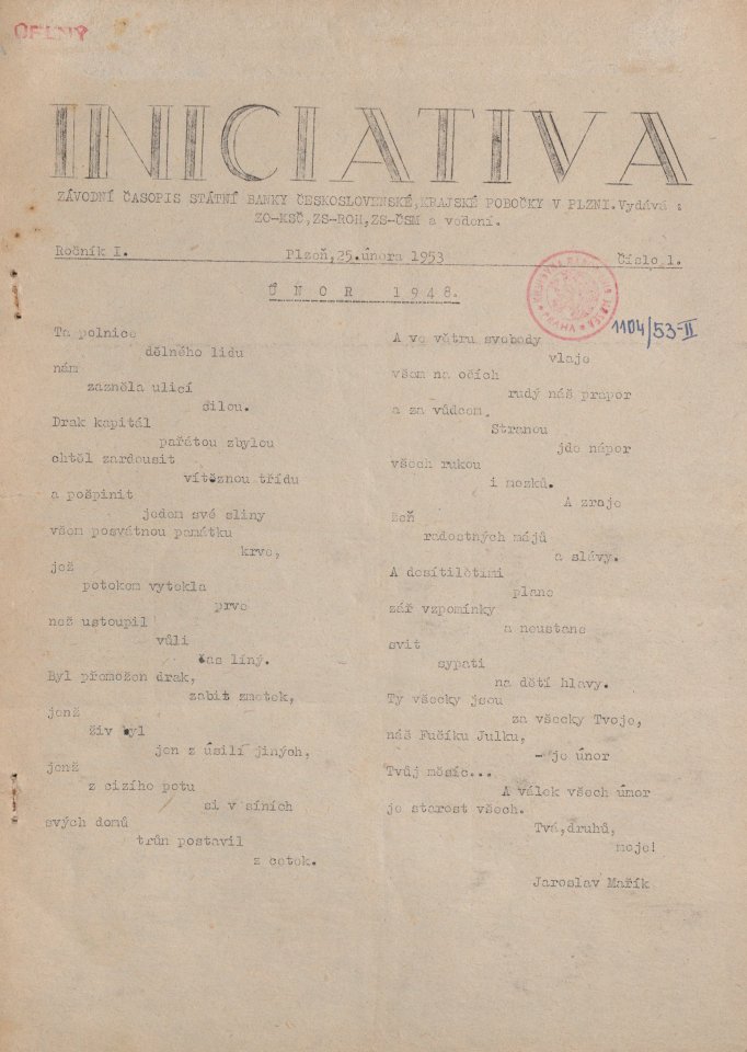 Náhledový obrázek Iniciativa, rok 1953, číslo 1 - 5