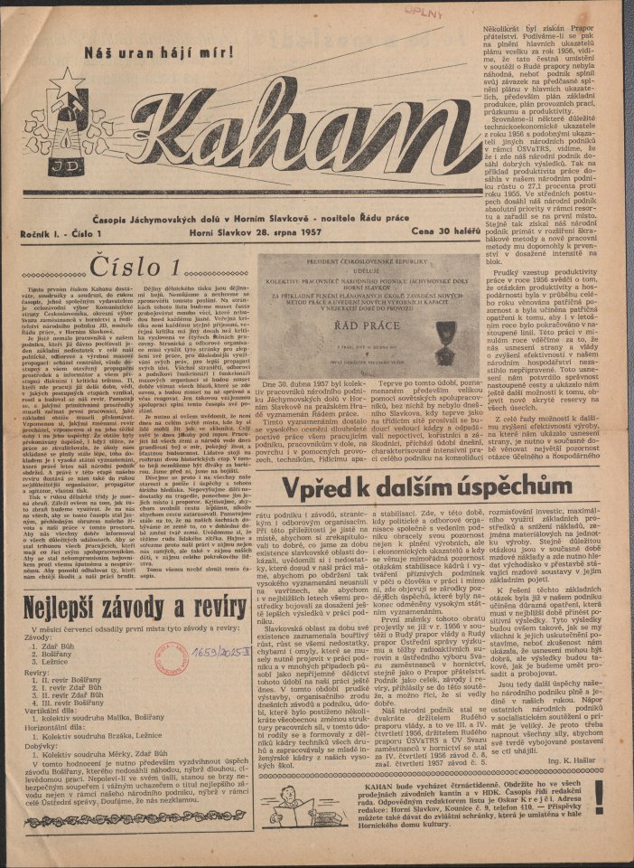 Náhledový obrázek Kahan, rok 1957, číslo 1 - 1