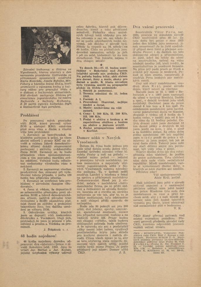 Náhledový obrázek Budovatel ČKD, rok 1948, číslo 12 - 16