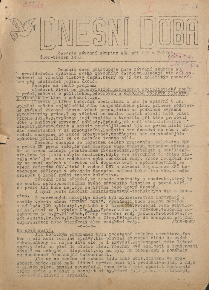 Náhledový obrázek Dnešní doba, rok 1951, číslo 1 - 1