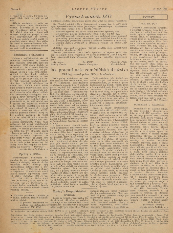 Náhledový obrázek Zemědělské zpravodajství Říčanska, rok 1950, číslo 1 - 2