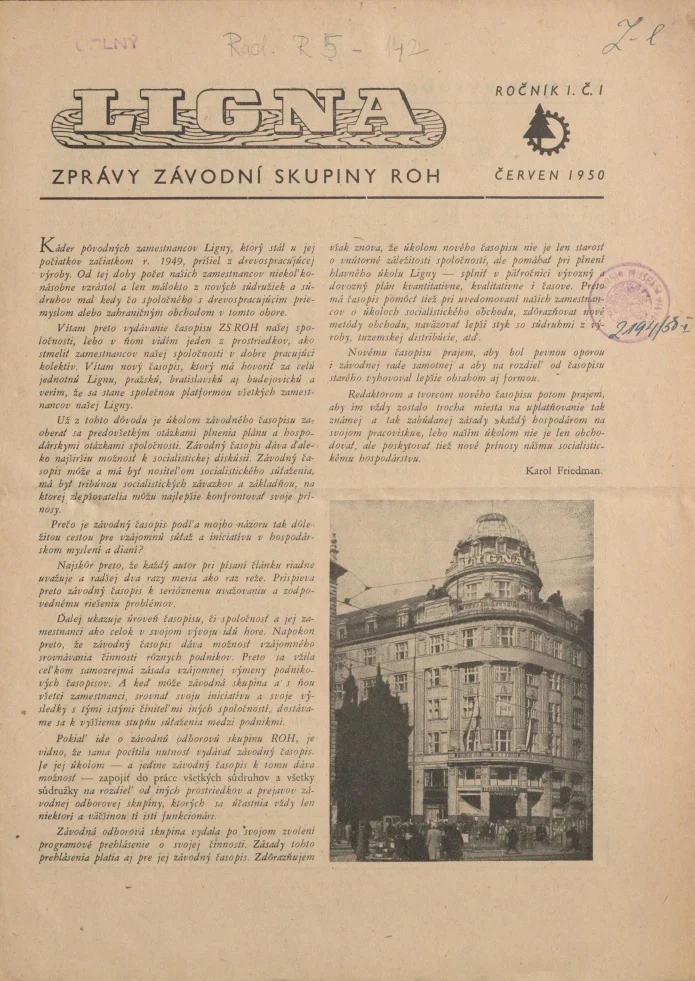 Náhledový obrázek předmětu Ligna, rok 1950, číslo 1