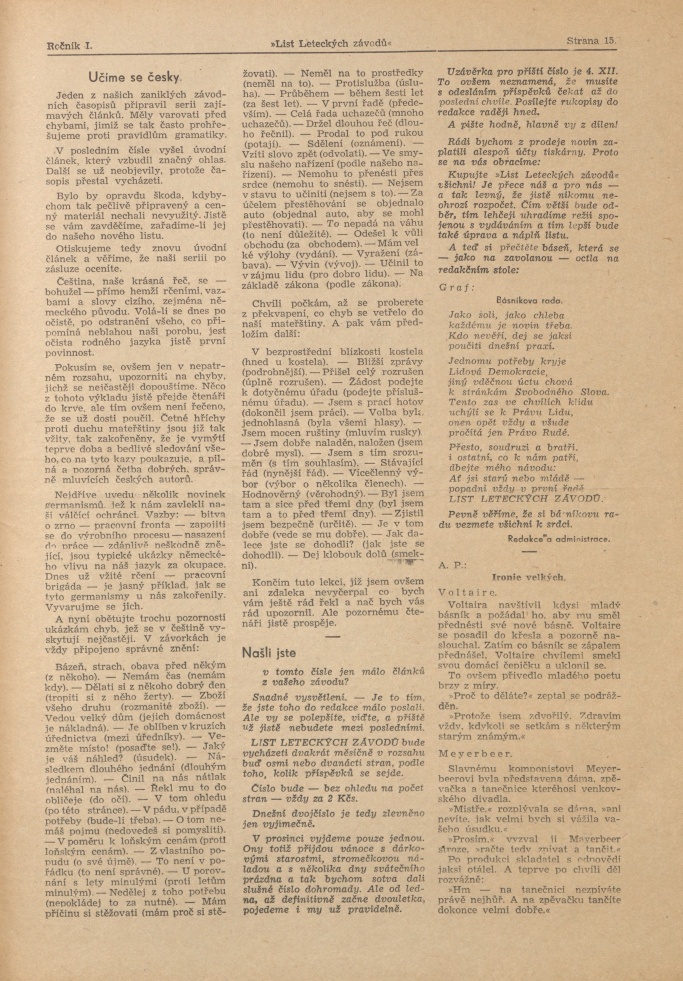 Náhledový obrázek List leteckých závodů, rok 1946, číslo 1-2 - 15