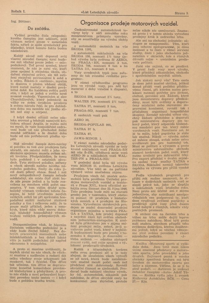 Náhledový obrázek List leteckých závodů, rok 1946, číslo 1-2 - 5