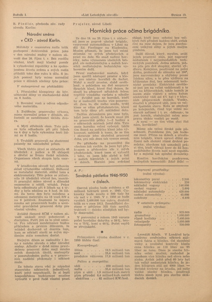 Náhledový obrázek List leteckých závodů, rok 1946, číslo 1-2 - 13