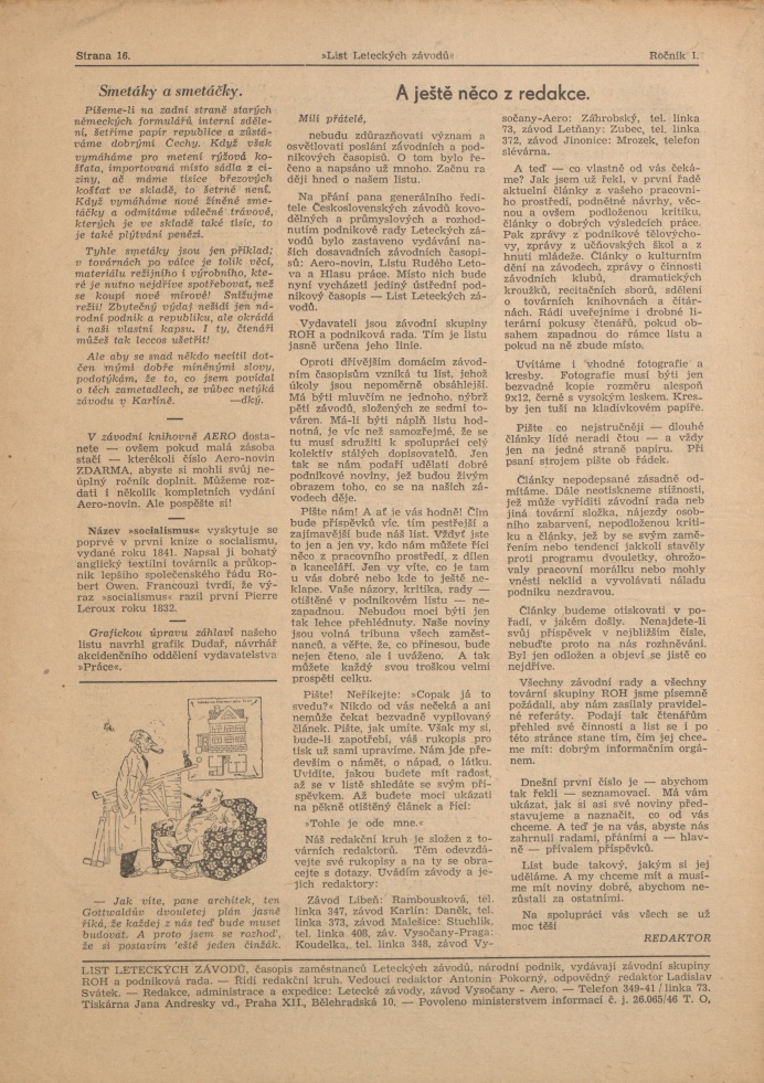 Náhledový obrázek List leteckých závodů, rok 1946, číslo 1-2 - 16