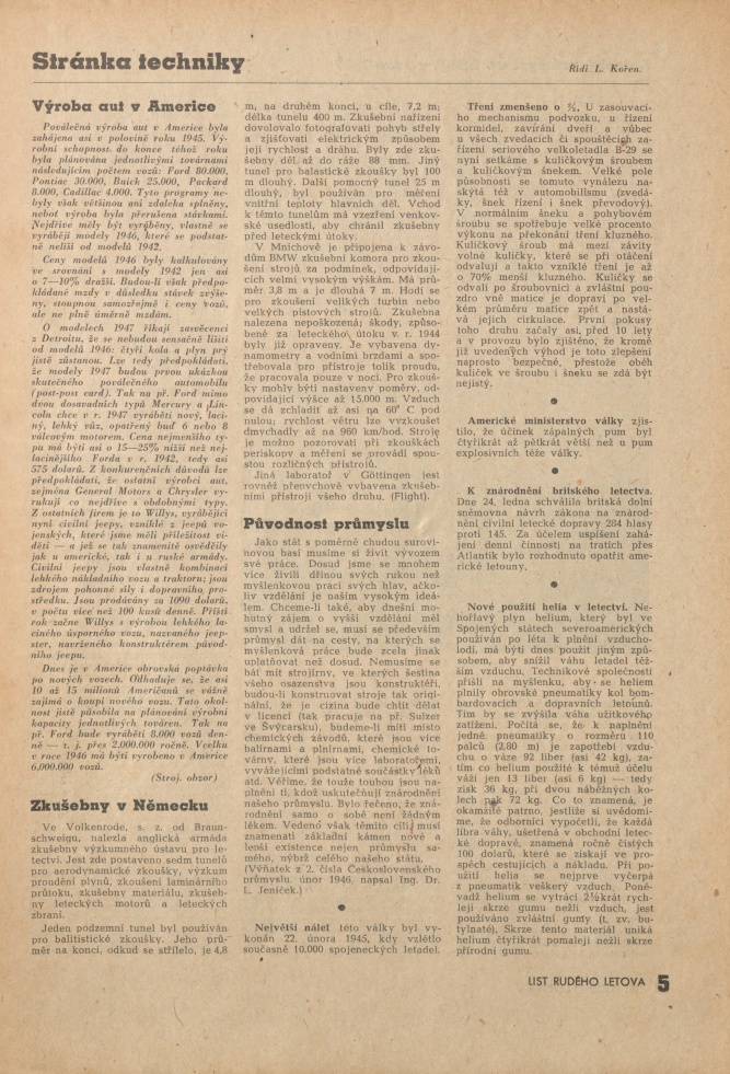 Náhledový obrázek List rudého Letova (1945-1946), rok 1946, číslo 6 - 5
