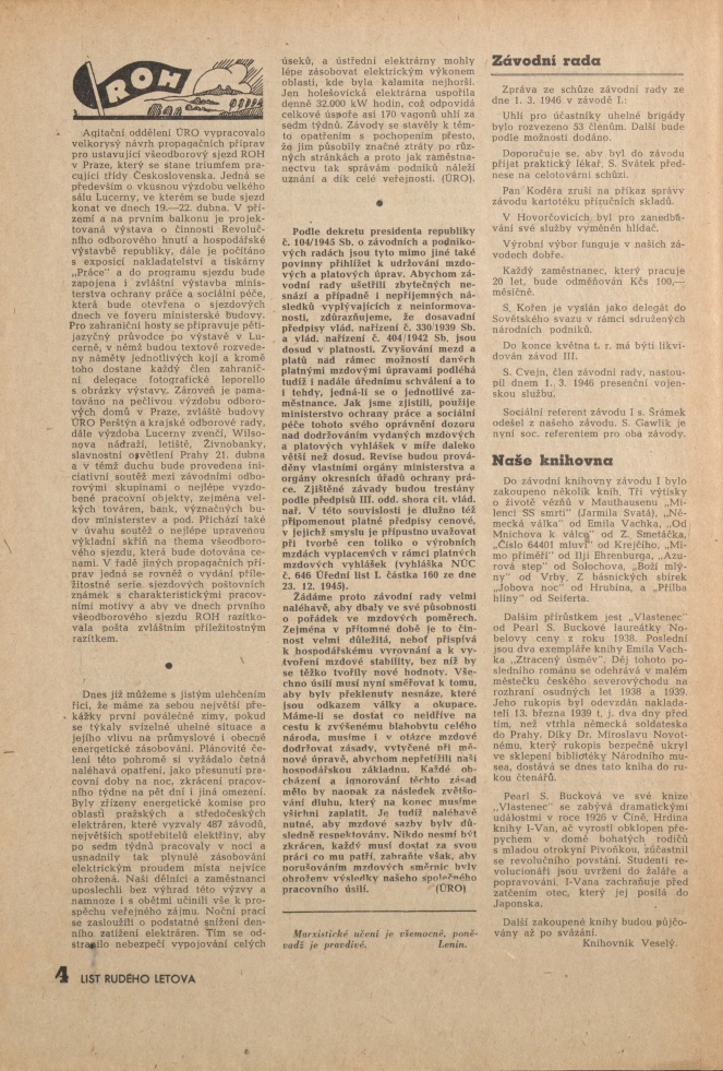 Náhledový obrázek List rudého Letova (1945-1946), rok 1946, číslo 6 - 4