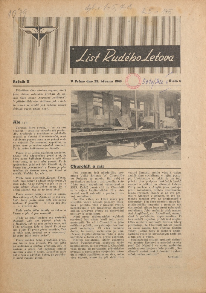 Náhledový obrázek List rudého Letova (1945-1946), rok 1946, číslo 6 - 1