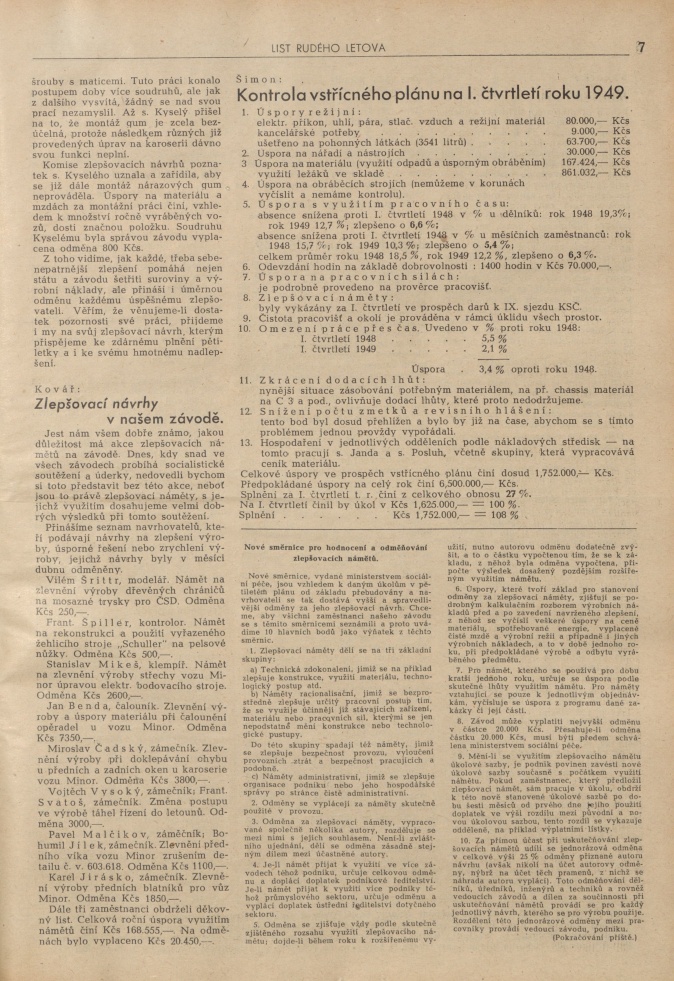 Náhledový obrázek List rudého Letova (1949-1951), rok 1949, číslo 1 - 7