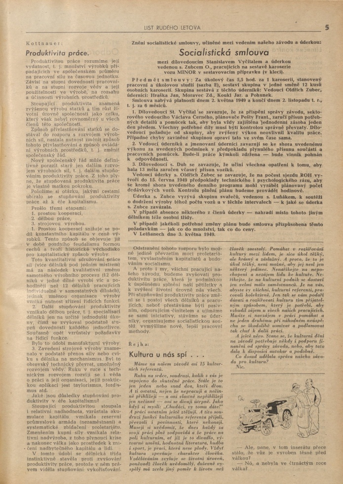 Náhledový obrázek List rudého Letova (1949-1951), rok 1949, číslo 1 - 5