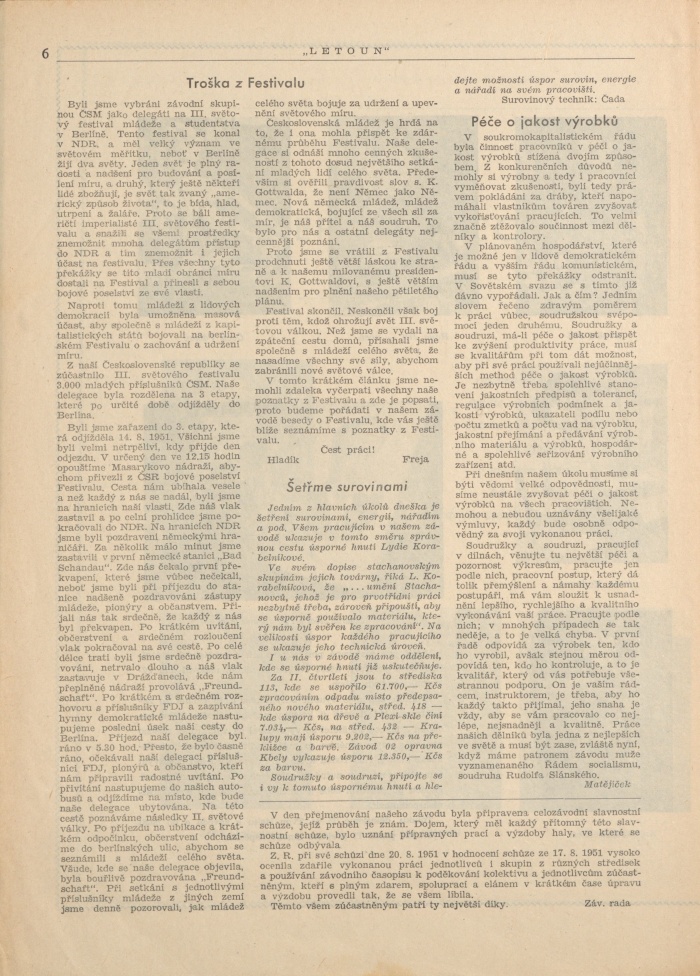Náhledový obrázek Letoun, rok 1951, číslo 9 - 5